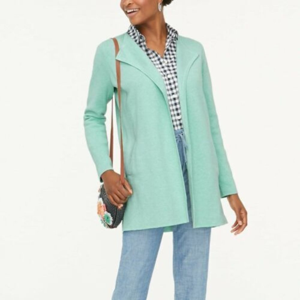 J.Crew Vanessa Open Front Sweater Jacket in Mint Green